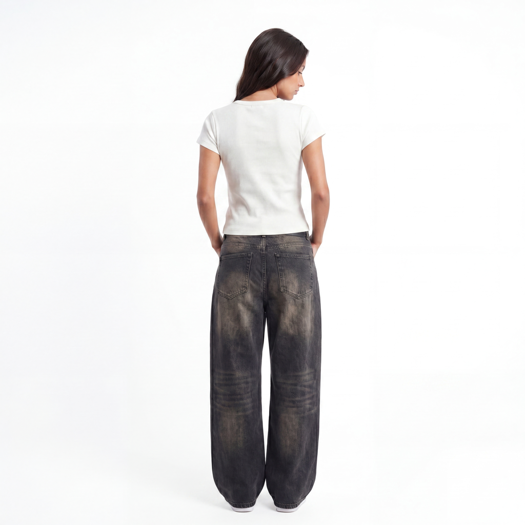 WHITE RIB BUTTON TOP