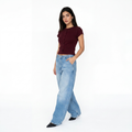 BURGUNDY RIB BUTTON TOP