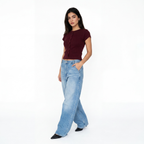 BURGUNDY RIB BUTTON TOP