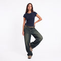 NAVY RIB BUTTON TOP