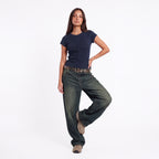 NAVY RIB BUTTON TOP