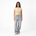 YELLOW RIB BUTTON TOP