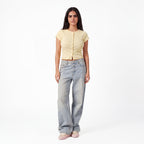 YELLOW RIB BUTTON TOP