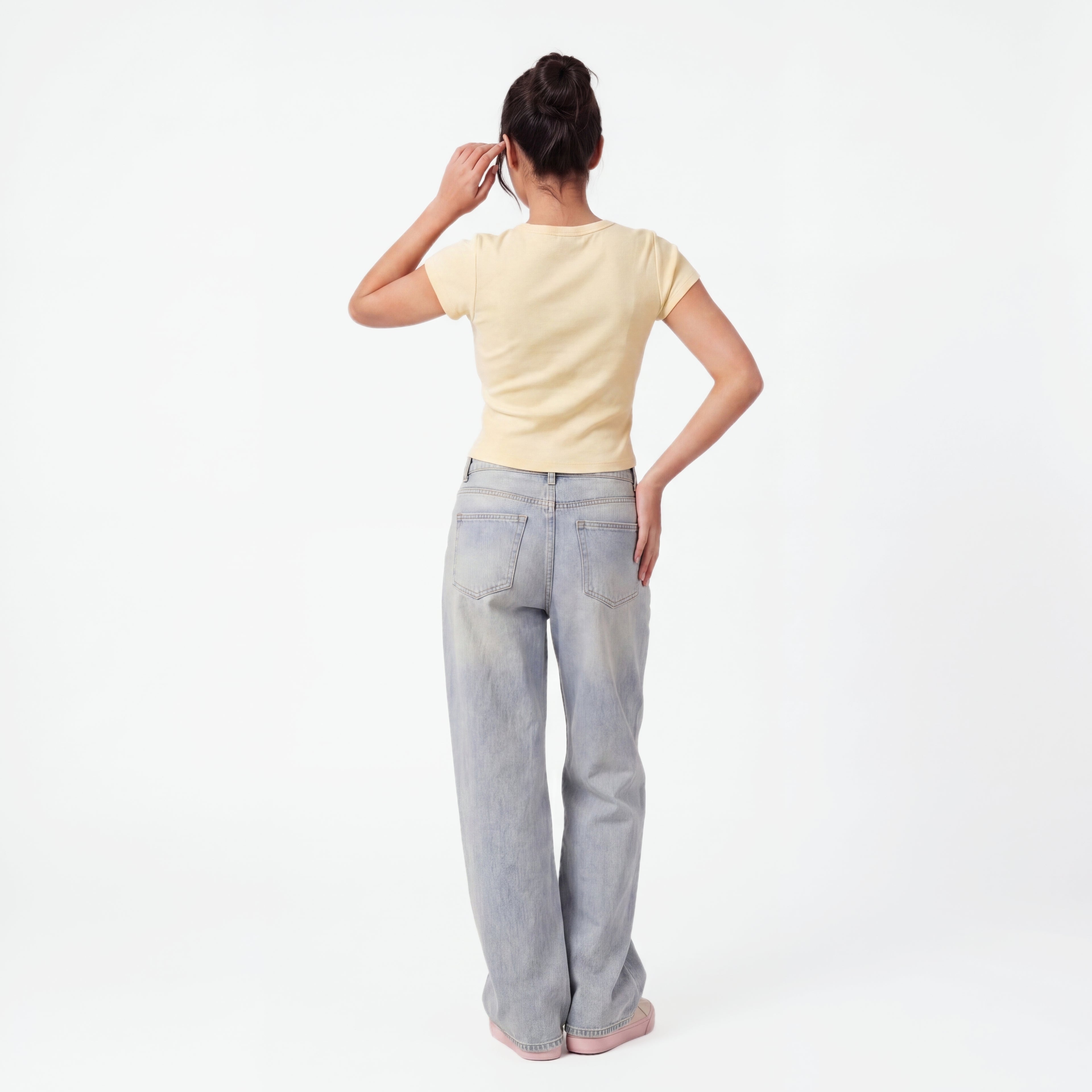 YELLOW RIB BUTTON TOP