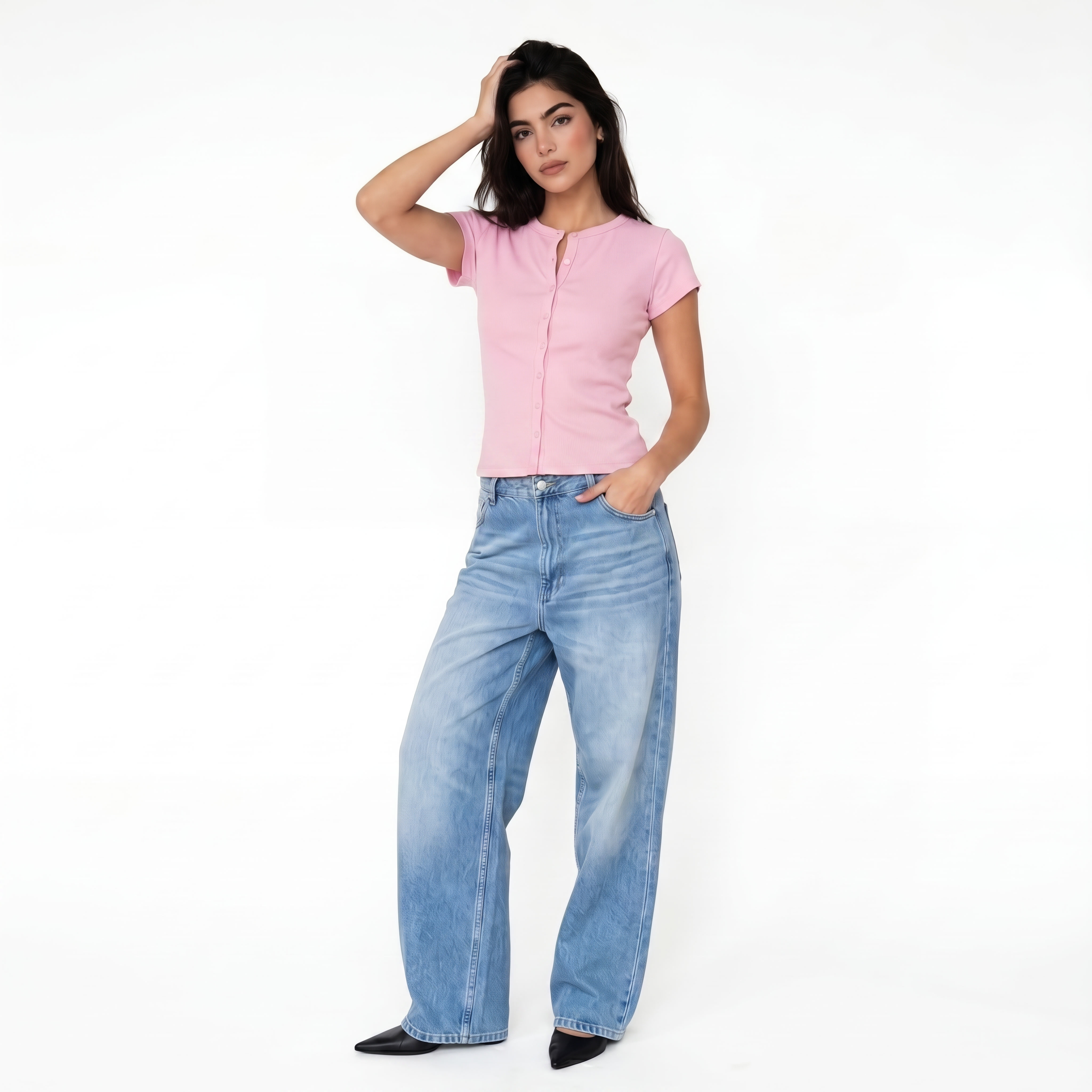ROSE RIB BUTTON TOP