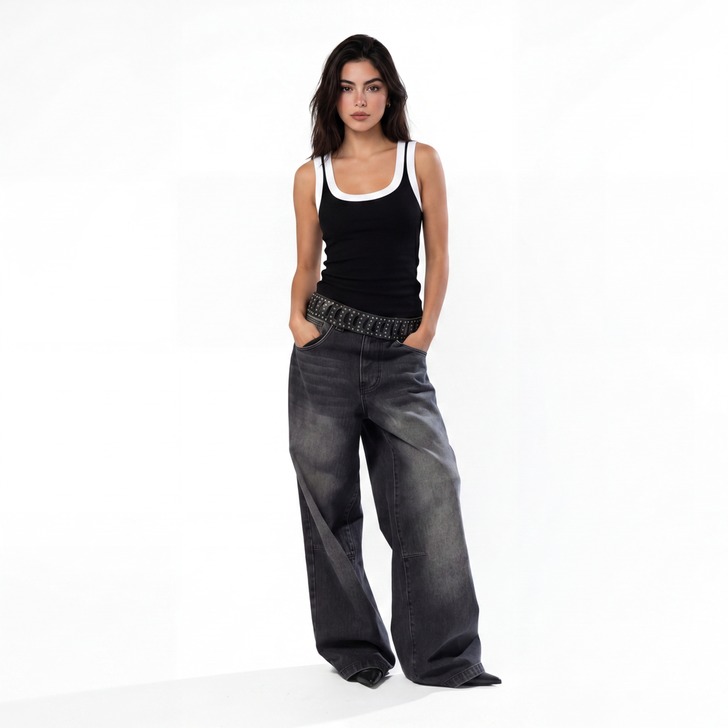 BLACK RIB TANK TOP