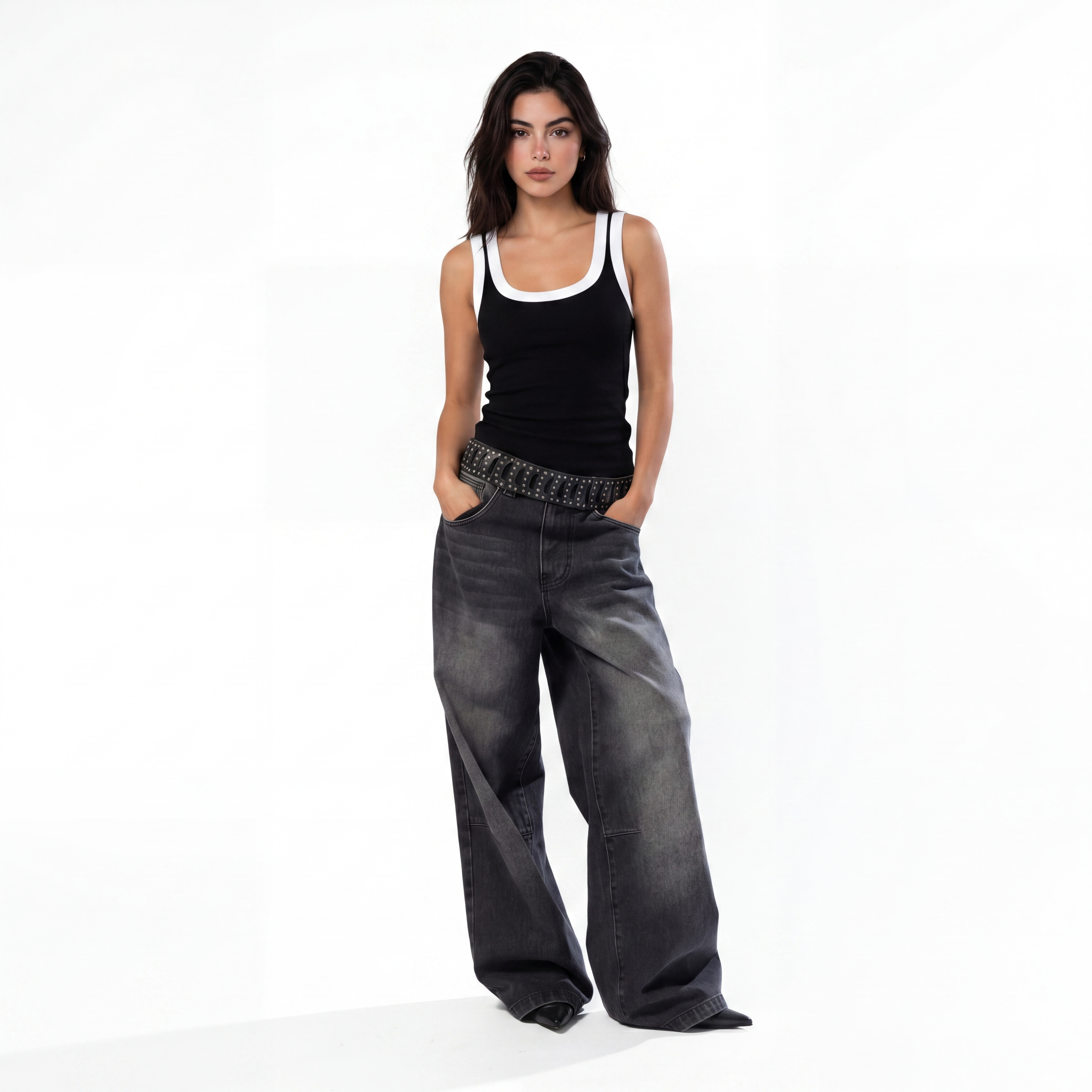 BLACK RIB TANK TOP