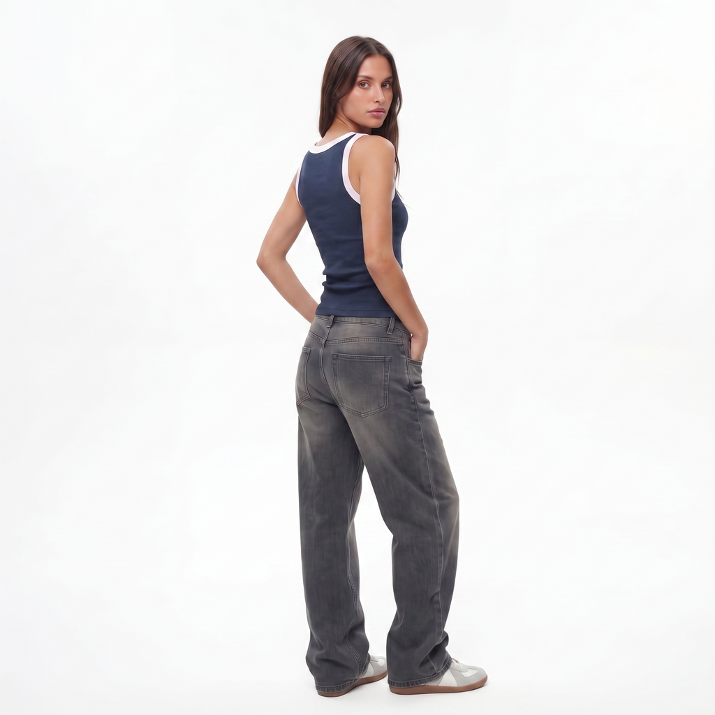 NAVY RIB TANK TOP