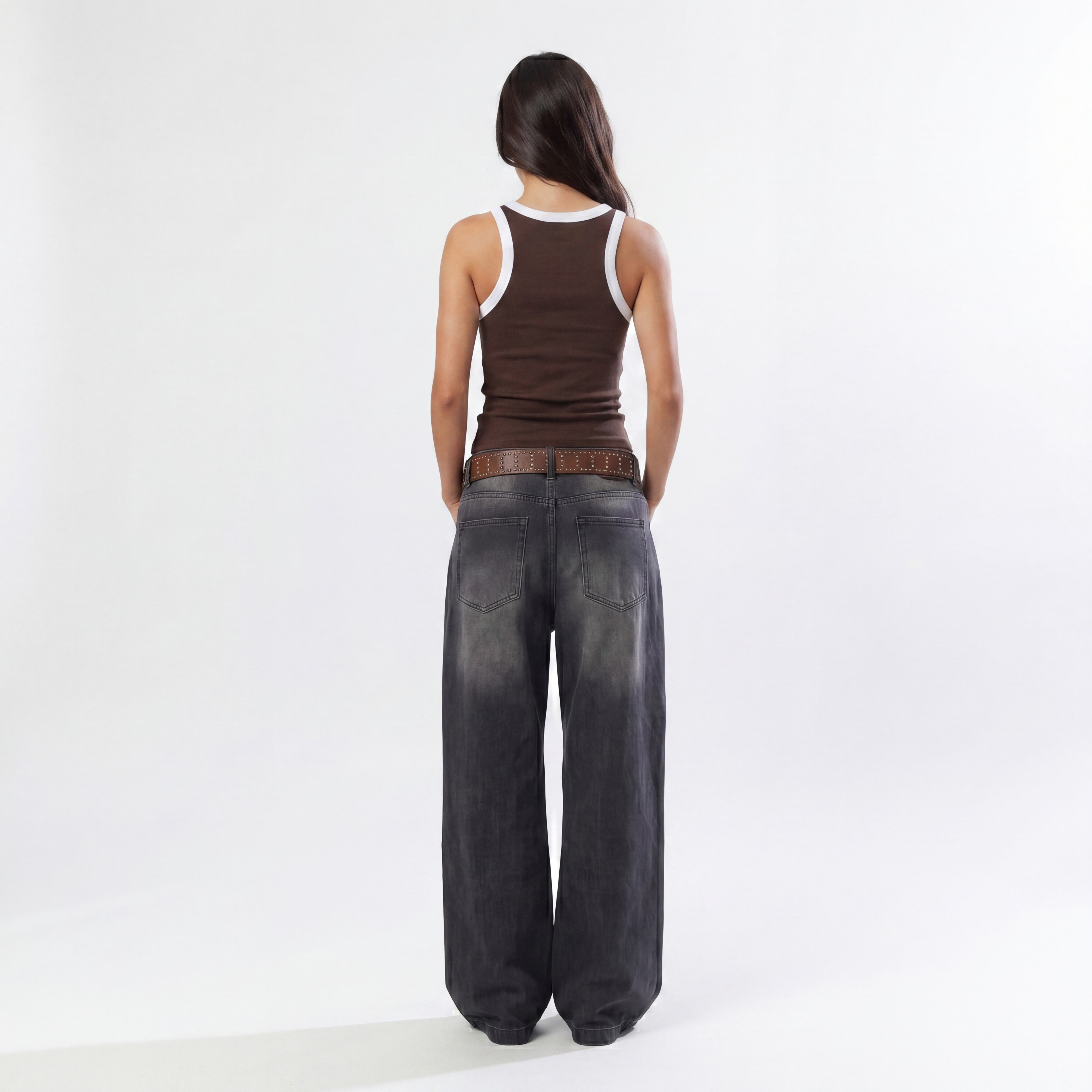 BROWN RIB TANK TOP