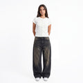 WHITE RIB BUTTON TOP