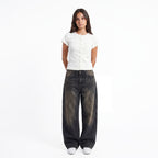 WHITE RIB BUTTON TOP