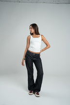 WHITE TANK TOP MICROFIBER WIDE NECK