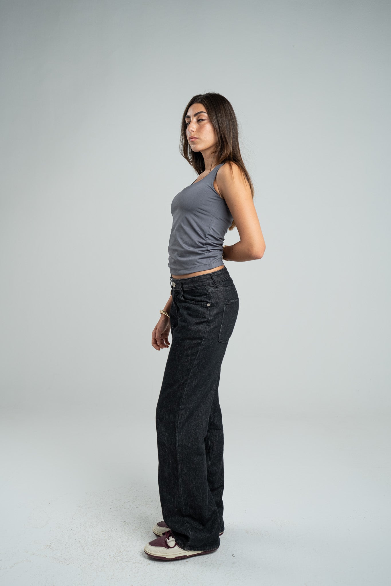 DARK GREY TANK TOP MICROFIBER WIDE NECK