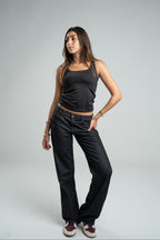 BLACK TANK TOP MICROFIBER WIDE NECK