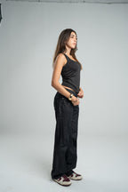 BLACK TANK TOP MICROFIBER WIDE NECK