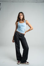 BABY BLUE TANK TOP MICROFIBER WIDE NECK