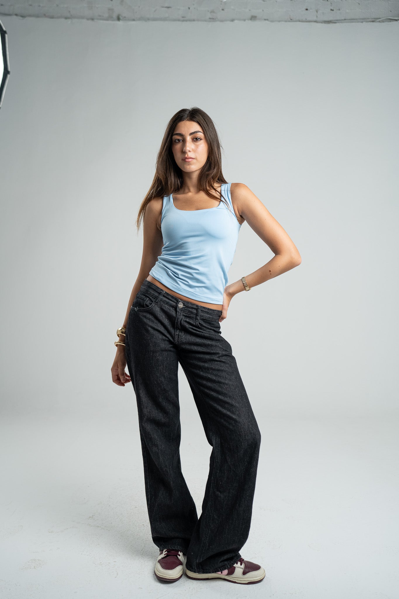 BABY BLUE TANK TOP MICROFIBER WIDE NECK