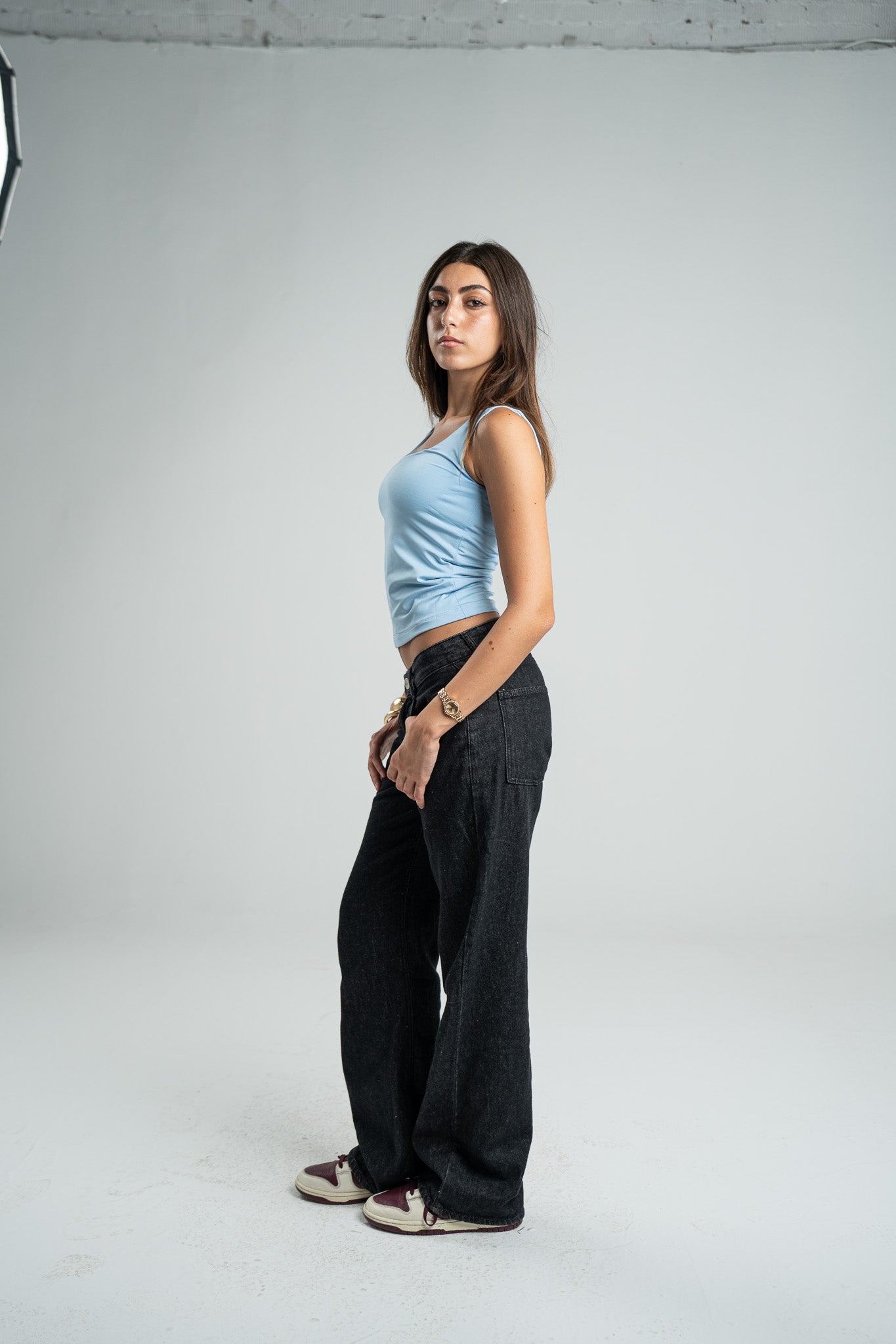 BABY BLUE TANK TOP MICROFIBER WIDE NECK