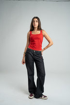 RED TANK TOP MICROFIBER WIDE NECK