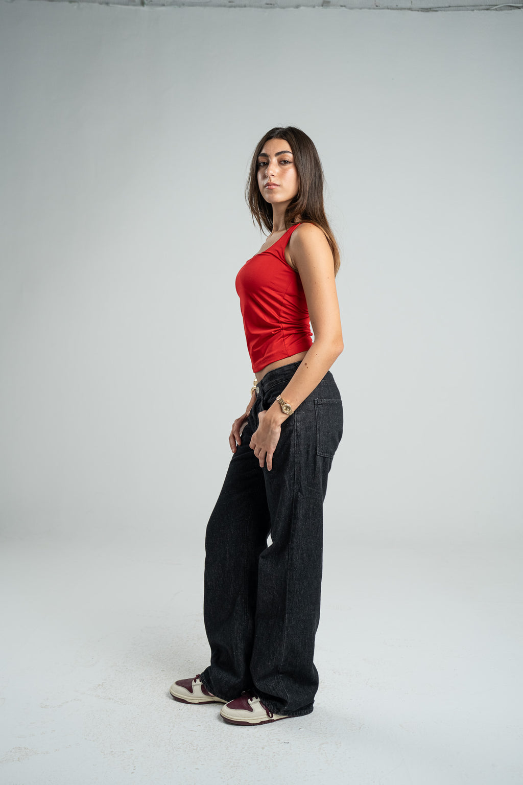 RED TANK TOP MICROFIBER WIDE NECK