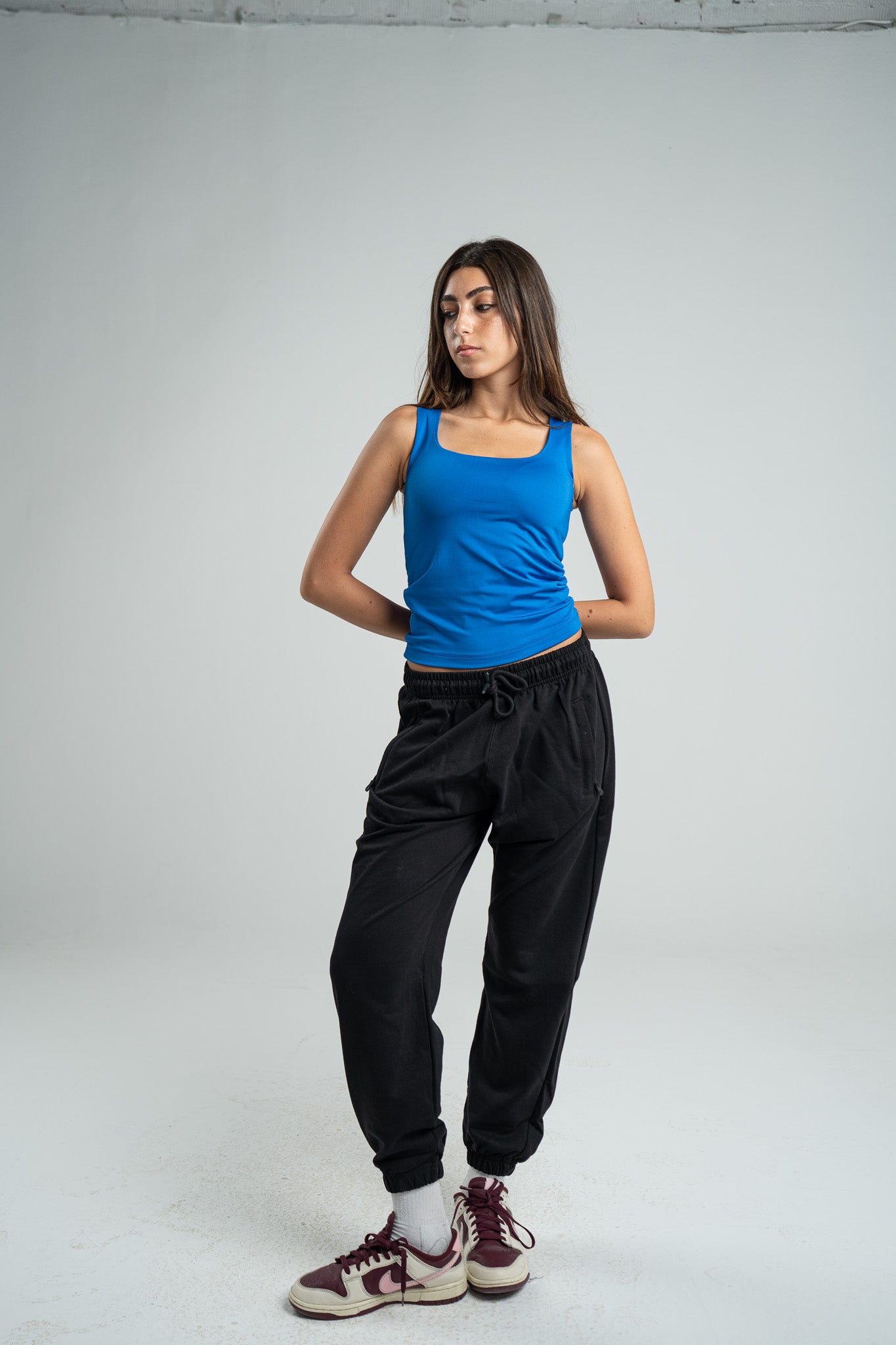 BLUE TANK TOP MICROFIBER WIDE NECK