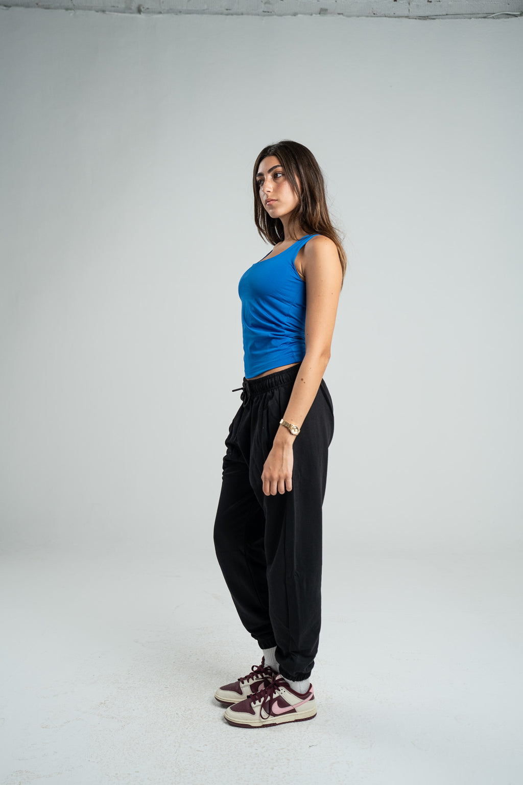 BLUE TANK TOP MICROFIBER WIDE NECK