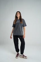 DARK GREY WASHED OVERSIZED HEAVY WEIGHT T-SHIRT