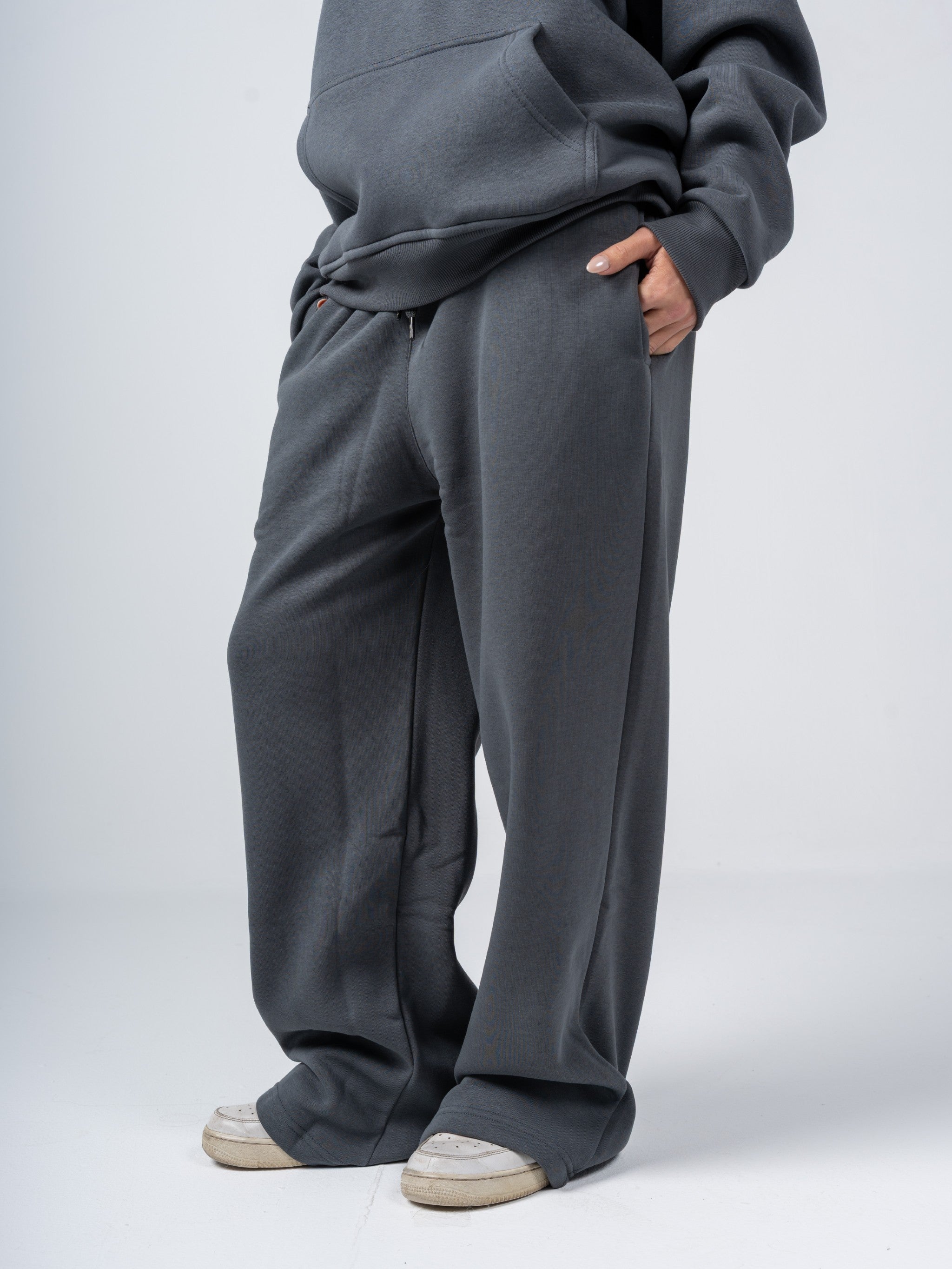 CHARCOAL WIDE LEG SWEATPANTS