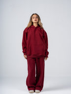BURGUNDY WIDE LEG SWEATPANTS