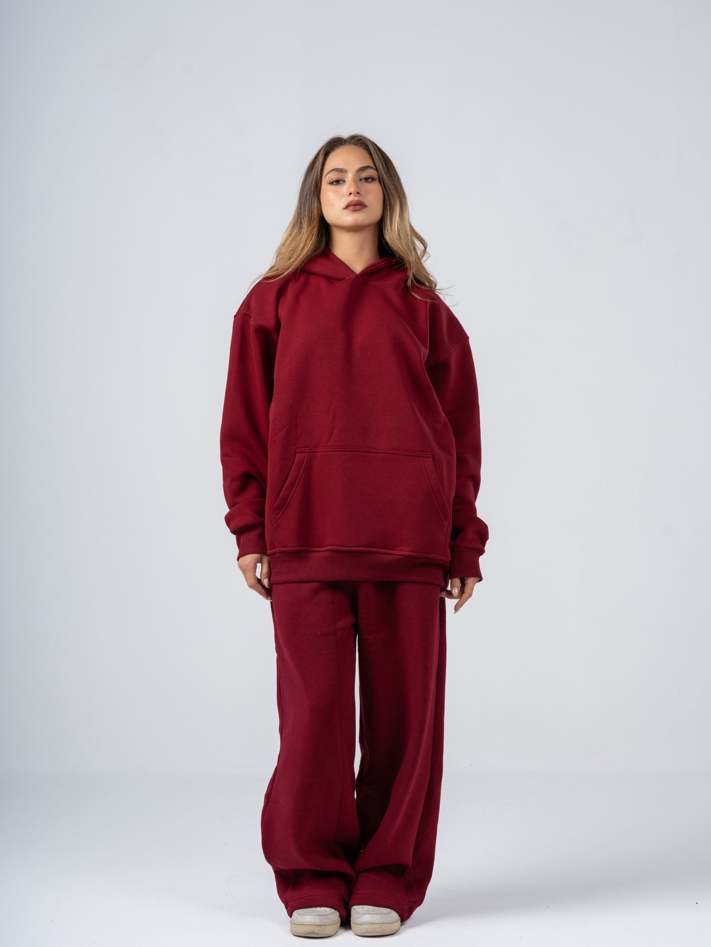 BURGUNDY WIDE LEG SWEATPANTS