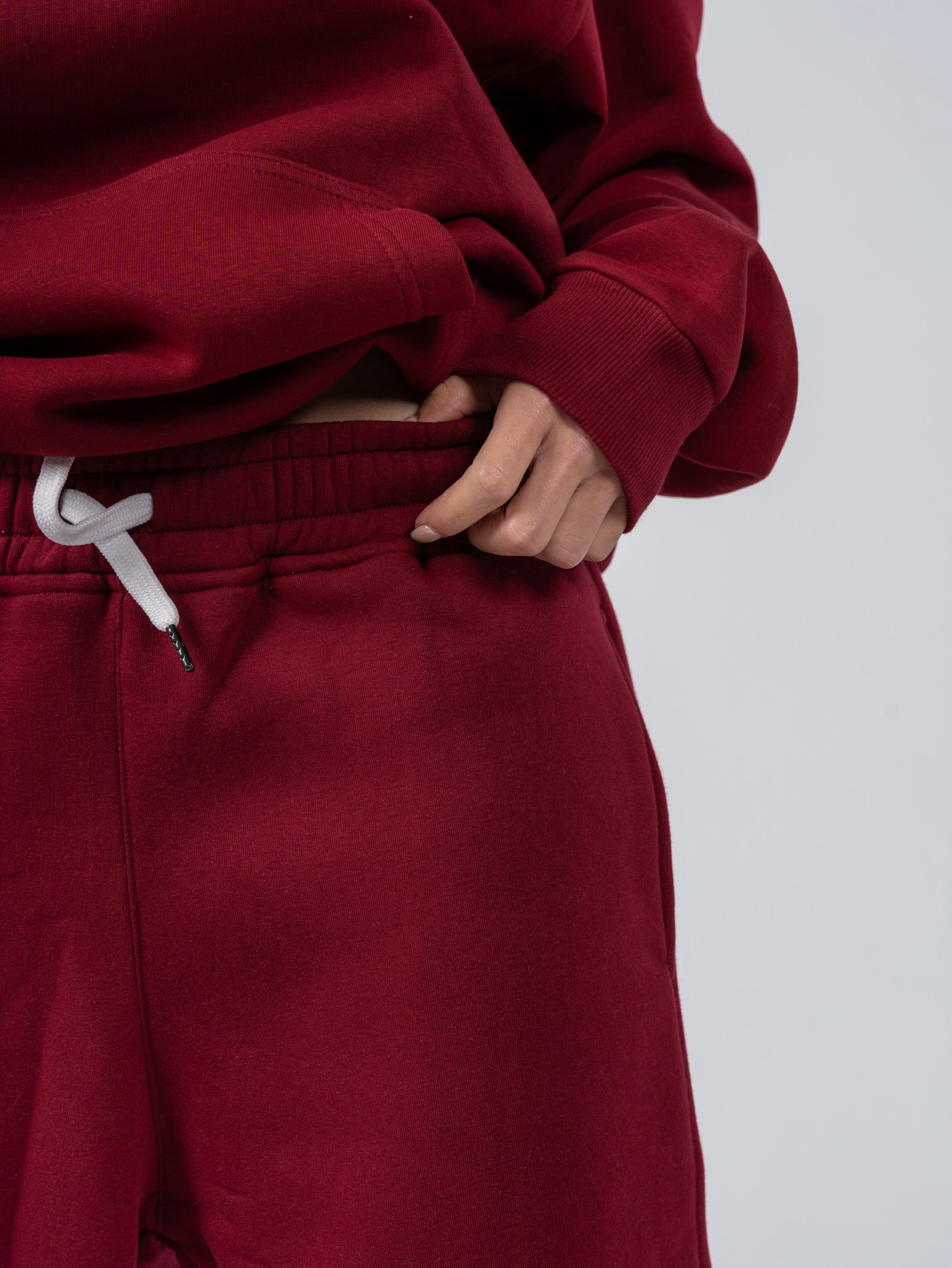 BURGUNDY WIDE LEG SWEATPANTS