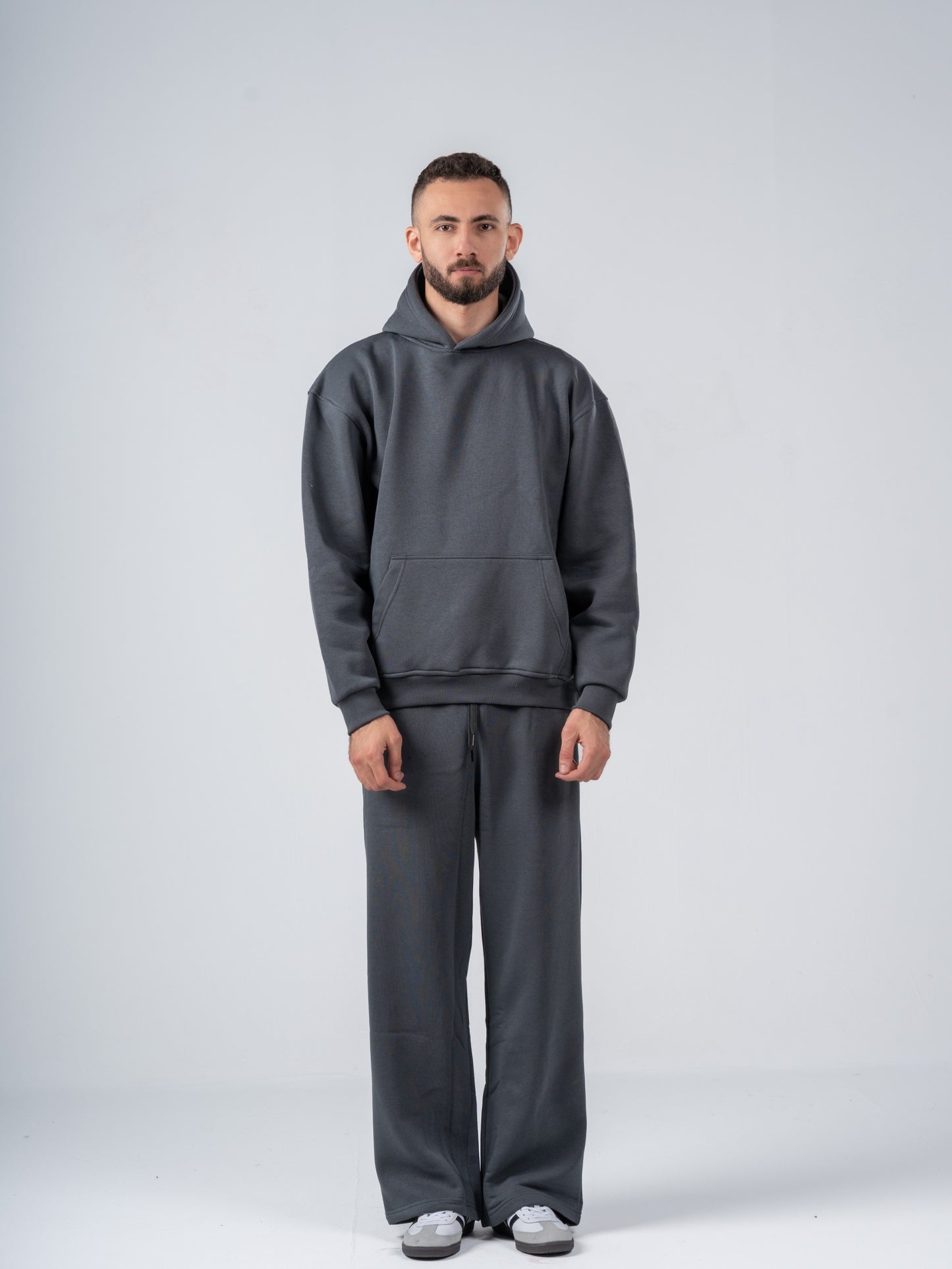CHARCOAL WIDE LEG SWEATPANTS