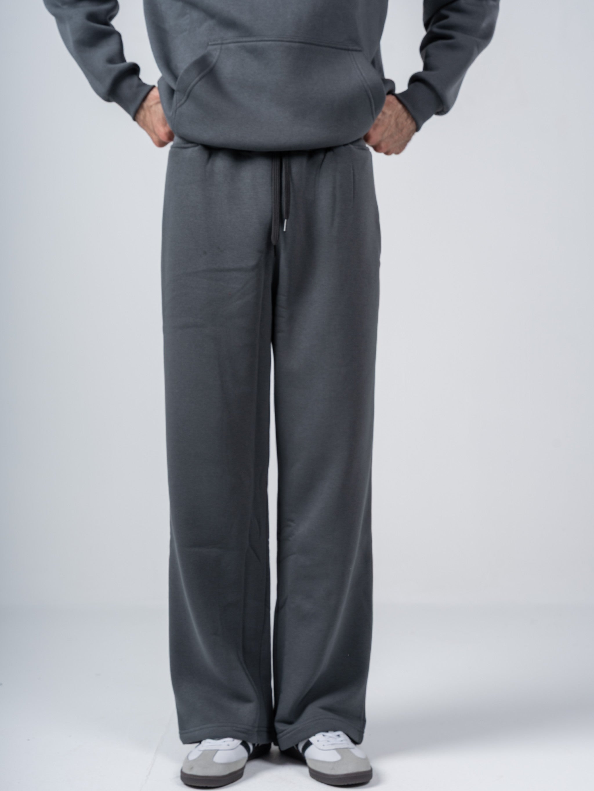 CHARCOAL WIDE LEG SWEATPANTS