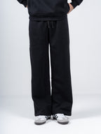 BLACK WIDE-LEG SWEATPANTS