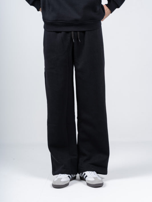 BLACK WIDE-LEG SWEATPANTS
