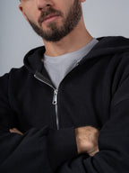 BLACK ZIP-UP HOODIE