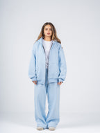 BABY BLUE ZIP UP HOODIE