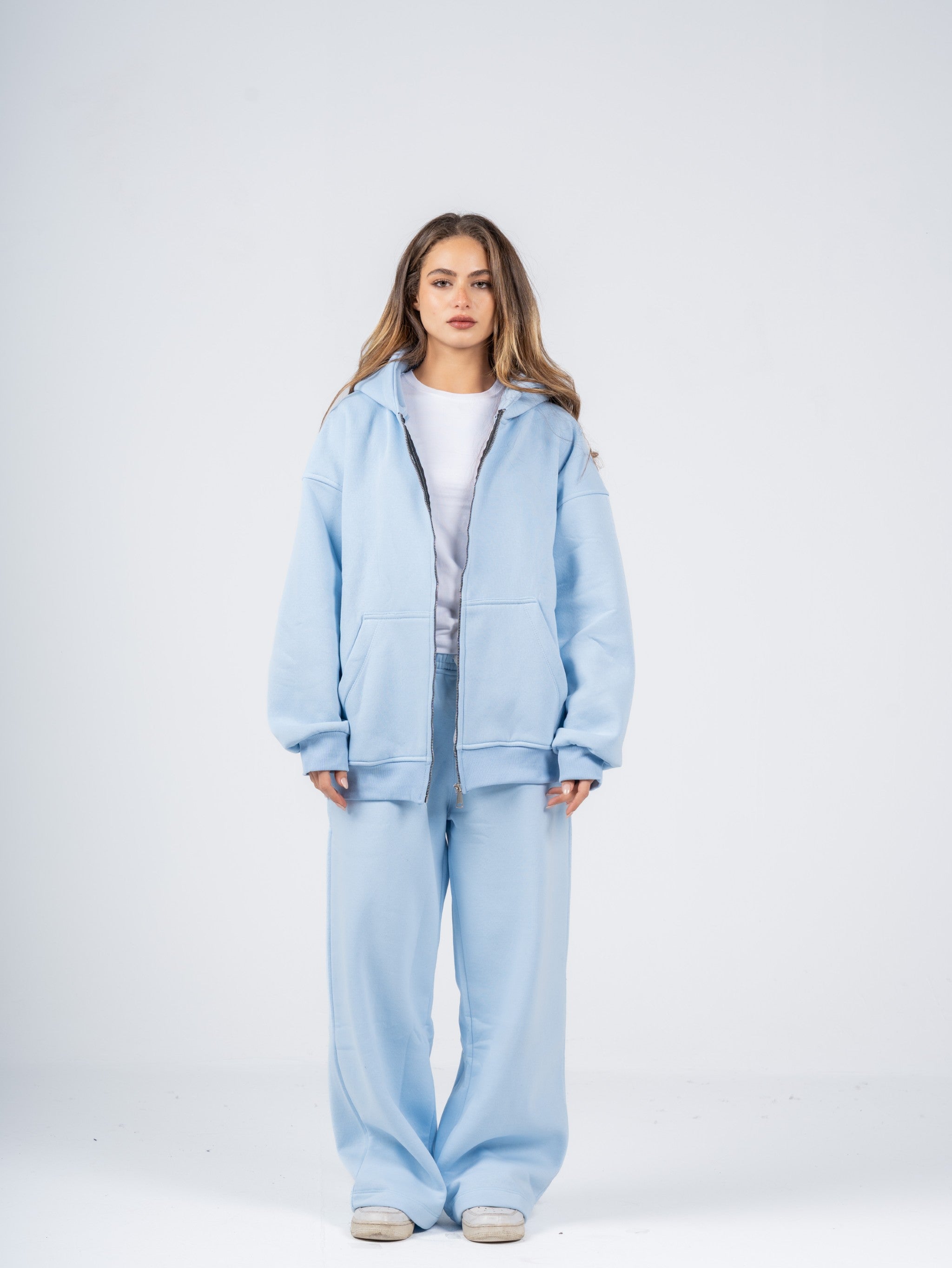 BABY BLUE ZIP UP HOODIE