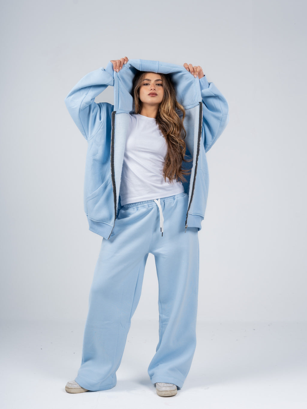 BABY BLUE ZIP UP HOODIE