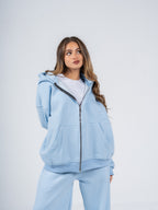 BABY BLUE ZIP UP HOODIE