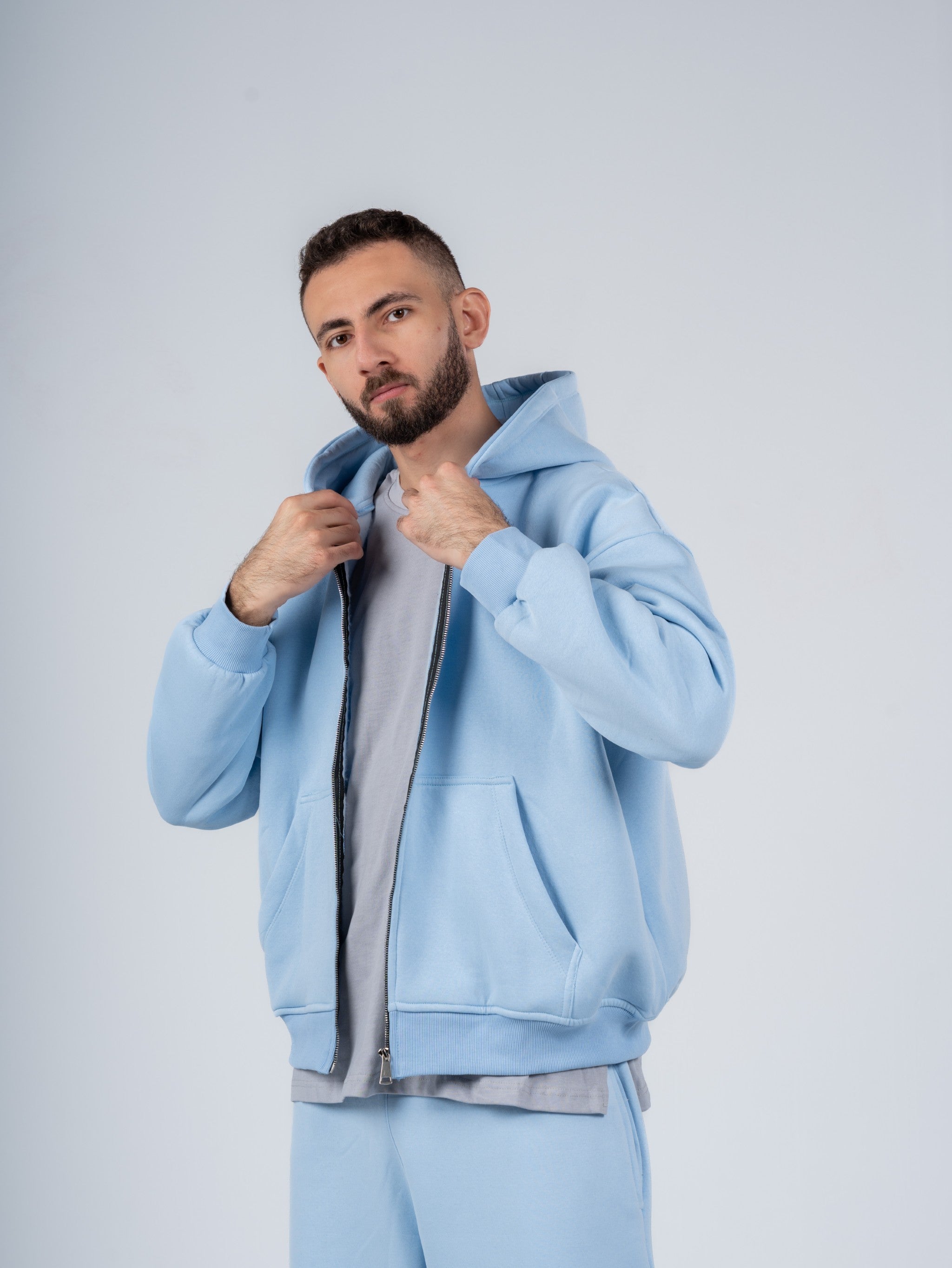BABY BLUE ZIP-UP HOODIE
