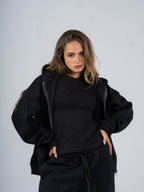 BLACK ZIP UP HOODIE