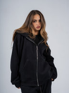 BLACK ZIP UP HOODIE