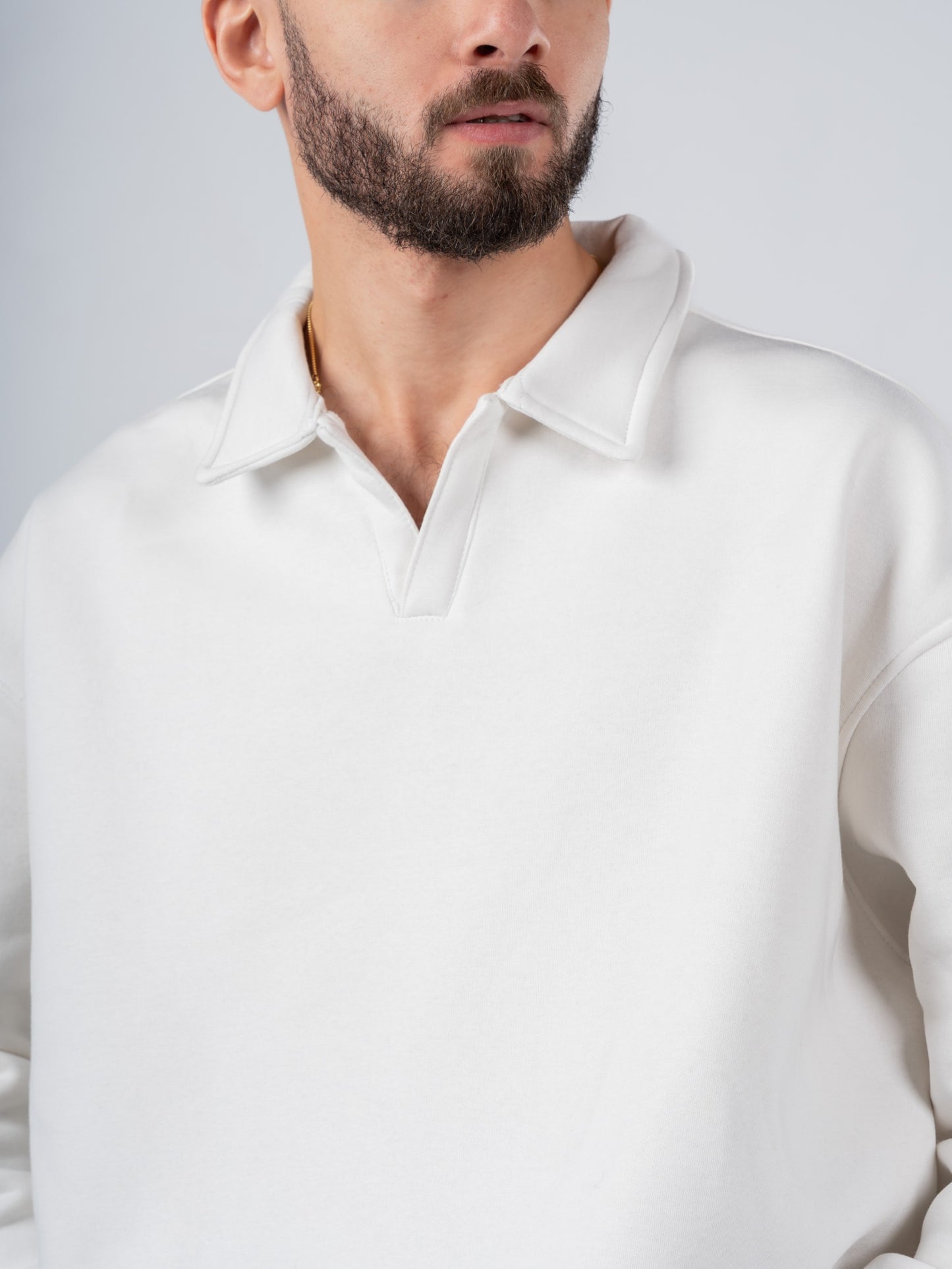 WHITE POLO SWEATSHIRT