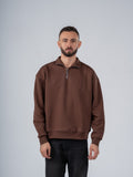 BROWN QUARTER-ZIP SWEATSHIRT