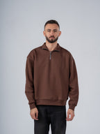 BROWN QUARTER-ZIP SWEATSHIRT