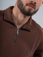 BROWN QUARTER-ZIP SWEATSHIRT
