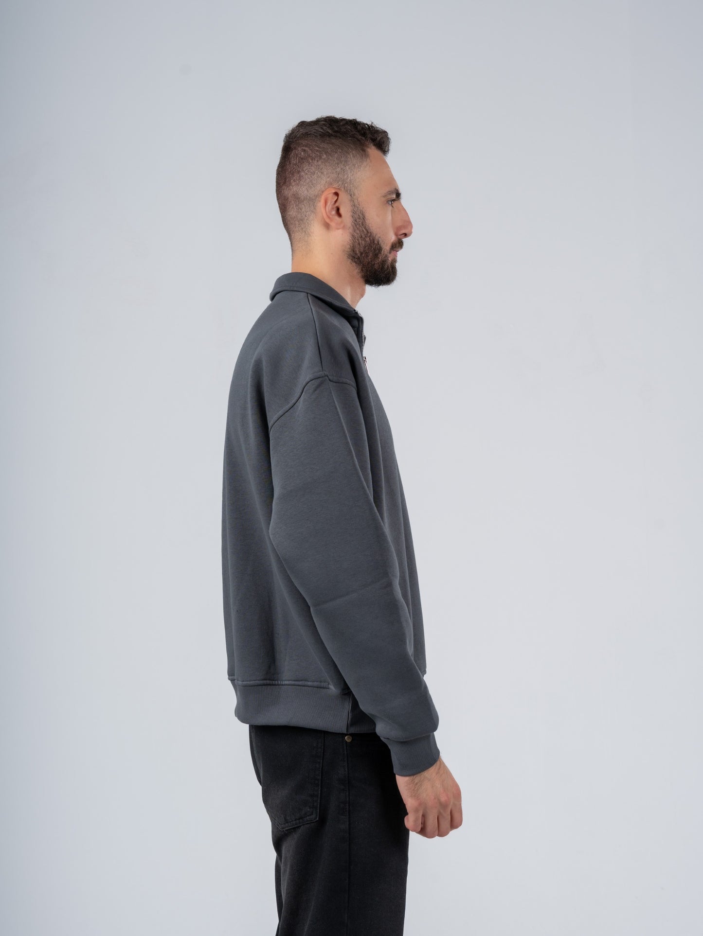 CHARCOAL QUARTER-ZIP SWEATSHIRT