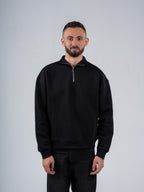 BLACK QUARTER-ZIP SWEATSHIRT
