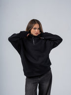 BLACK QUARTER-ZIP SWEATSHIRT
